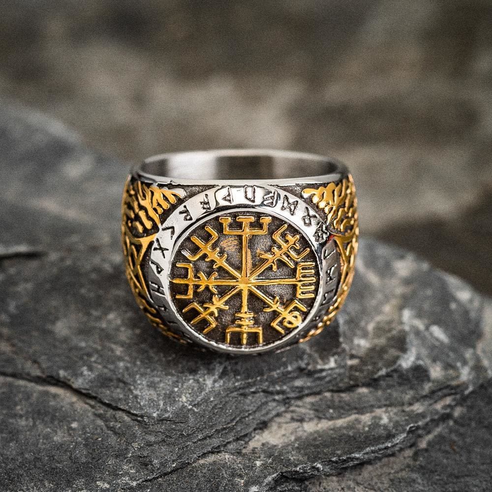 WorldNorse Nordic Vegvisir Compass Navigation Viking Ring