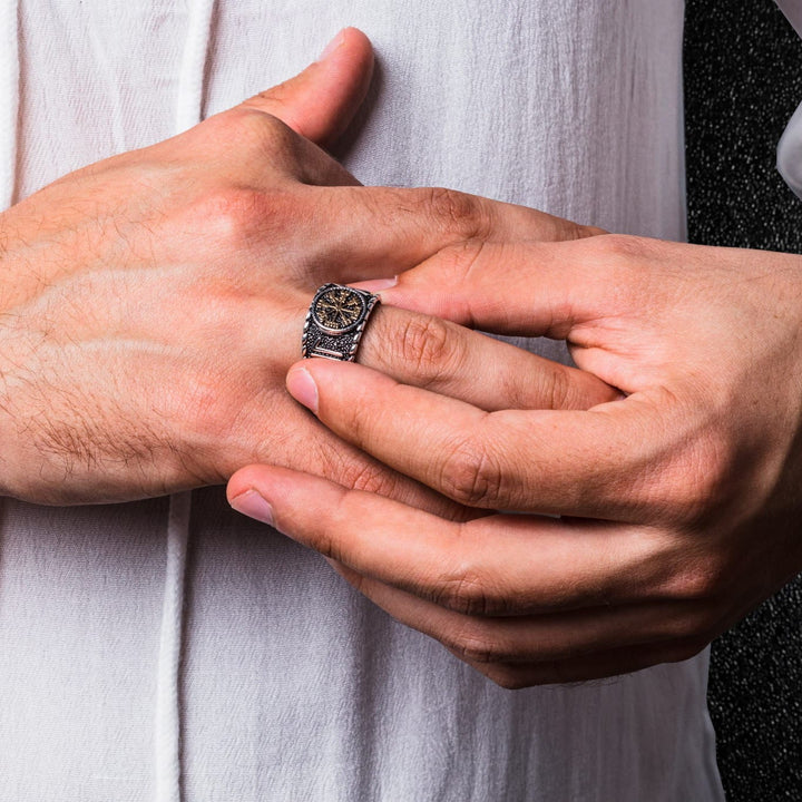 WorldNorse Vegvisir And Runes Stainless Steel Viking Ring - image 2