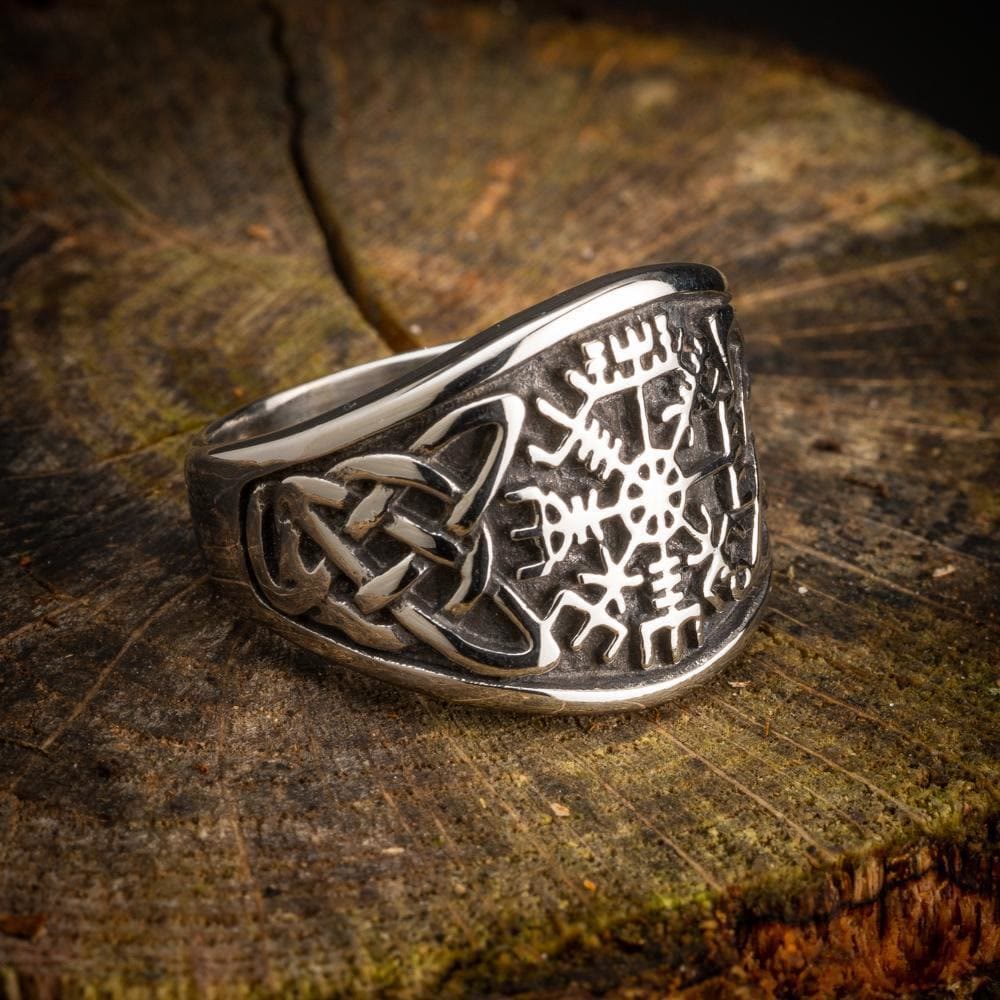 WorldNorse Punk Retro Vegvisir And Celtic Knot Ring