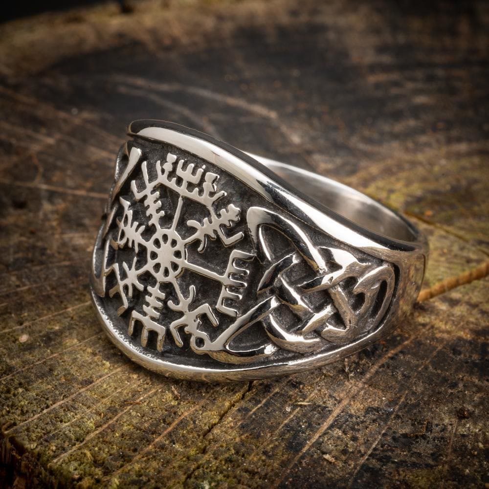 WorldNorse Punk Retro Vegvisir And Celtic Knot Ring