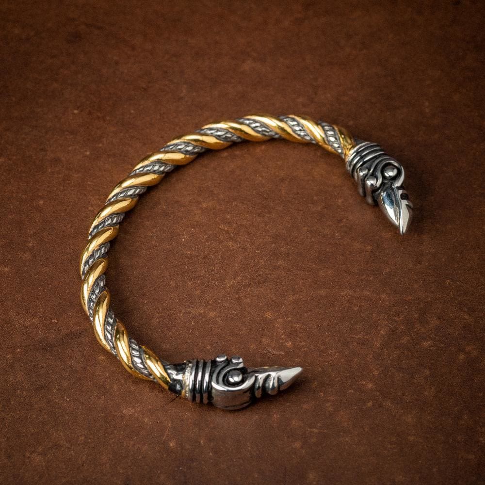 WorldNorse Beaded Spiral Raven Head Jormungandr Bracelet