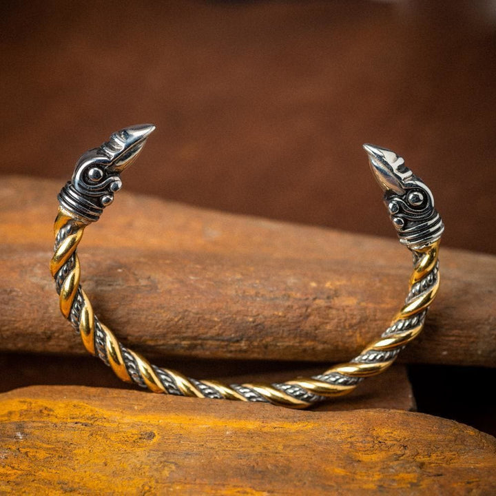 WorldNorse Beaded Spiral Raven Head Jormungandr Bracelet