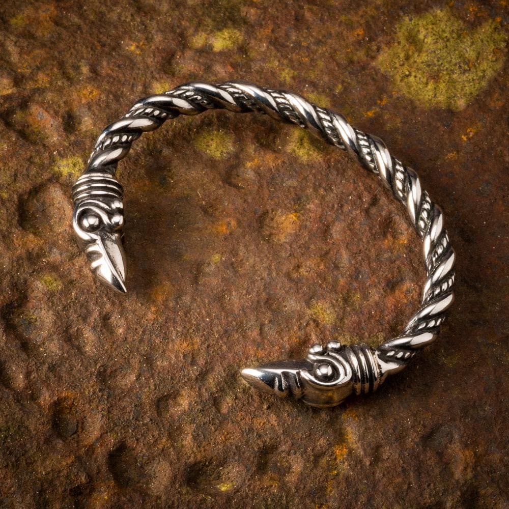 WorldNorse Beaded Spiral Raven Head Jormungandr Bracelet