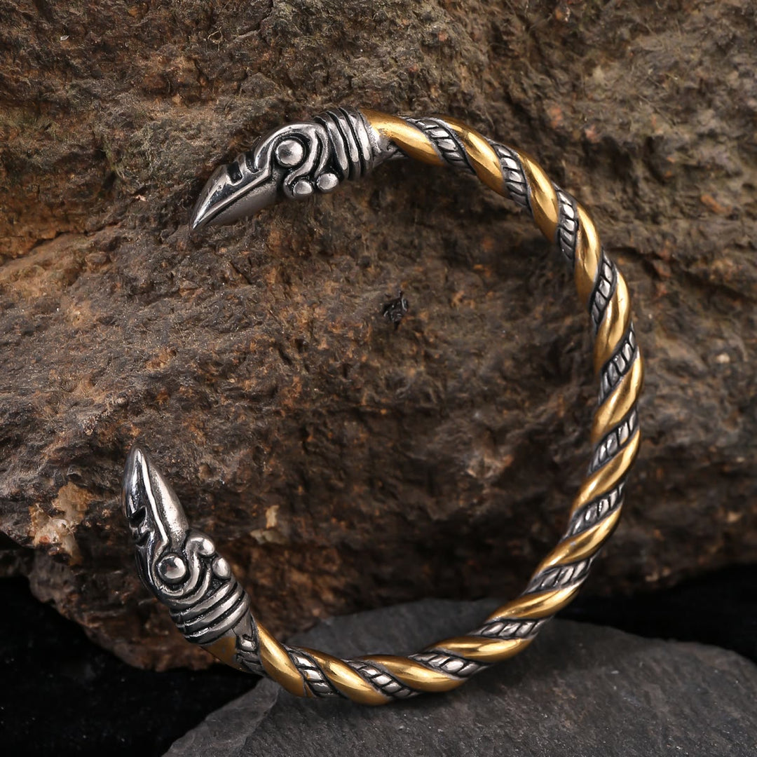 WorldNorse Beaded Spiral Raven Head Jormungandr Bracelet