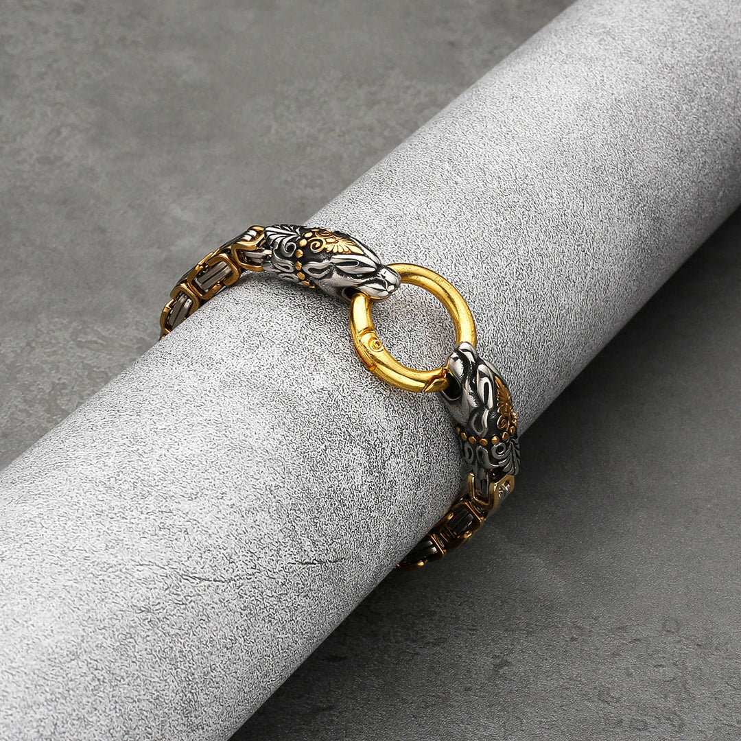 WorldNorse Men's Double Wolf Head Animal Bracelet - image 10