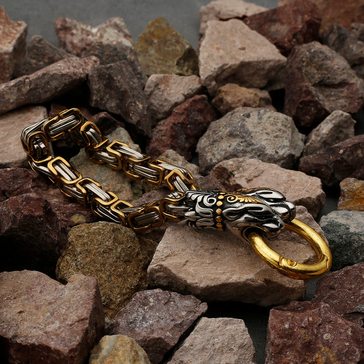 WorldNorse Men's Double Wolf Head Animal Bracelet - image 4