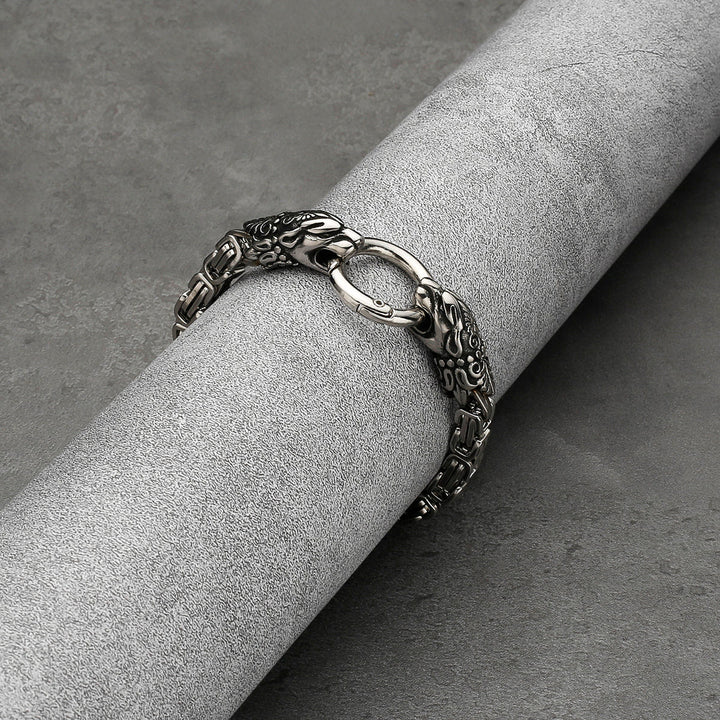 WorldNorse Men's Double Wolf Head Animal Bracelet - image 16