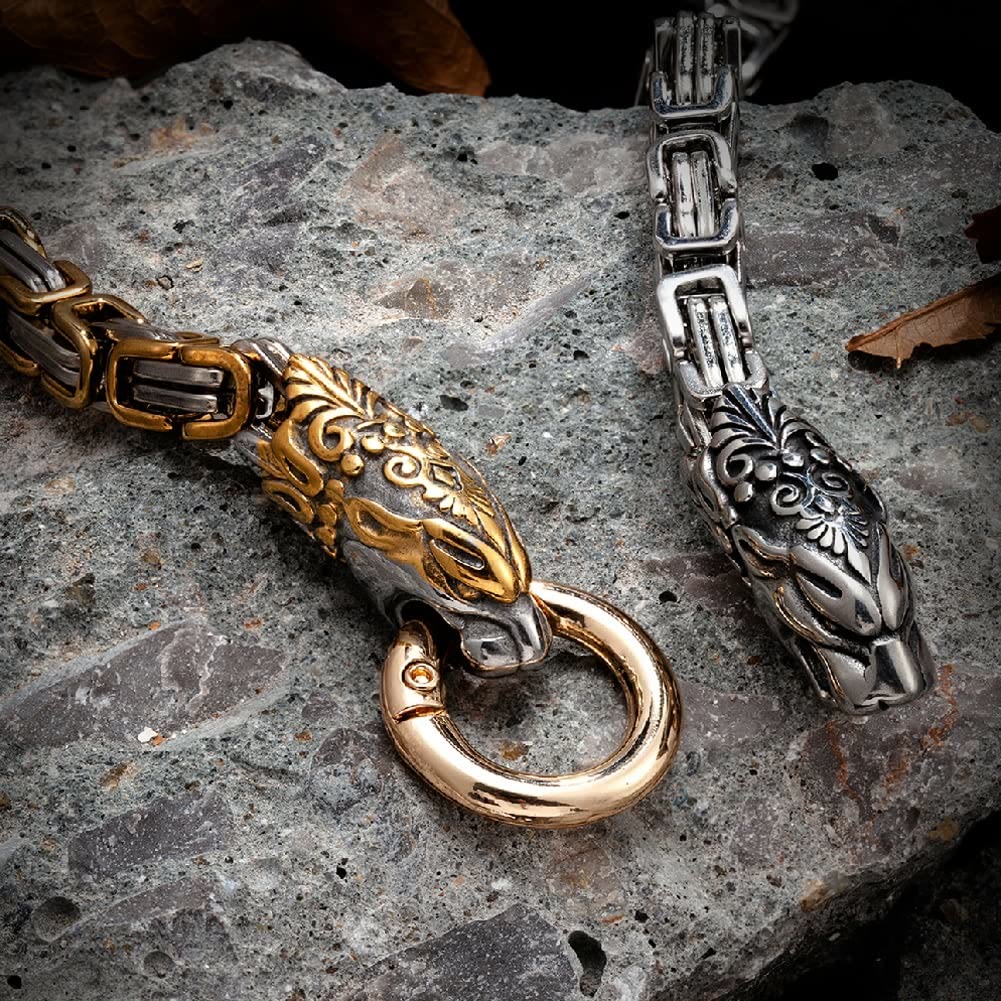 WorldNorse Men's Double Wolf Head Animal Bracelet - image 12