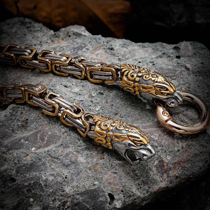 WorldNorse Men's Double Wolf Head Animal Bracelet - image 2