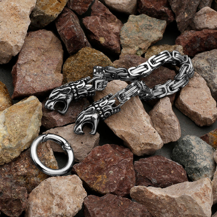 WorldNorse Men's Double Wolf Head Animal Bracelet - image 15