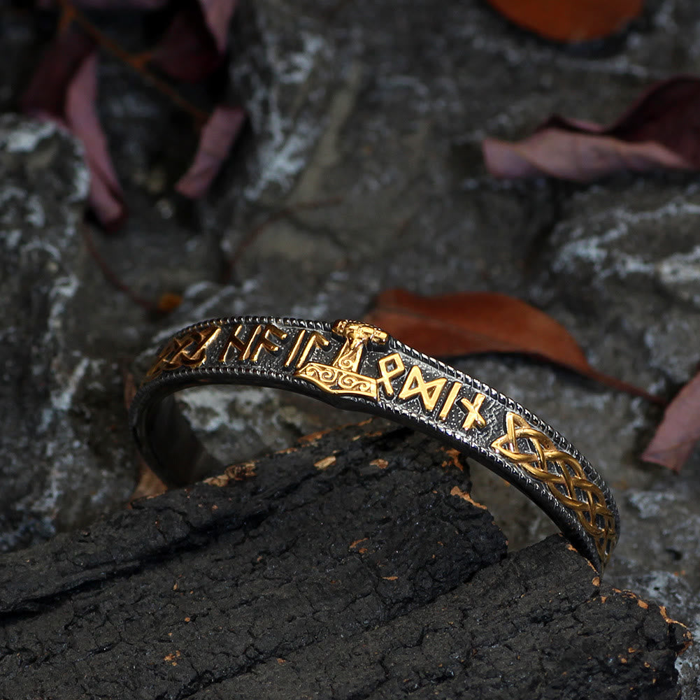 WorldNorse Celtic Knot Mjolnir Runes Stainless Steel Viking Bracelet - image 5