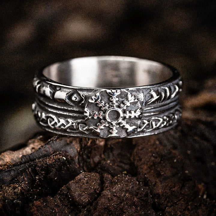 WorldNorse Helm Of Awe Stainless Steel With Celtic Design Ring