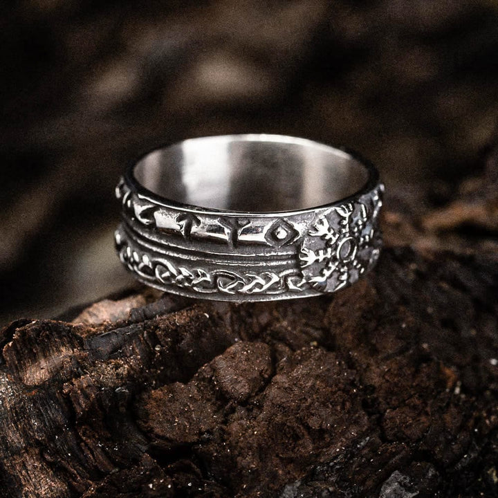 WorldNorse Helm Of Awe Stainless Steel With Celtic Design Ring