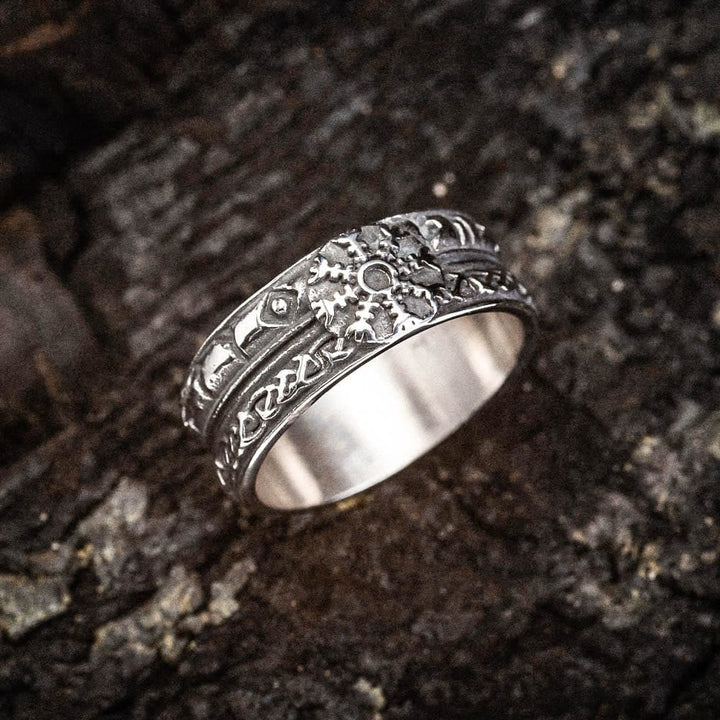 WorldNorse Helm Of Awe Stainless Steel With Celtic Design Ring