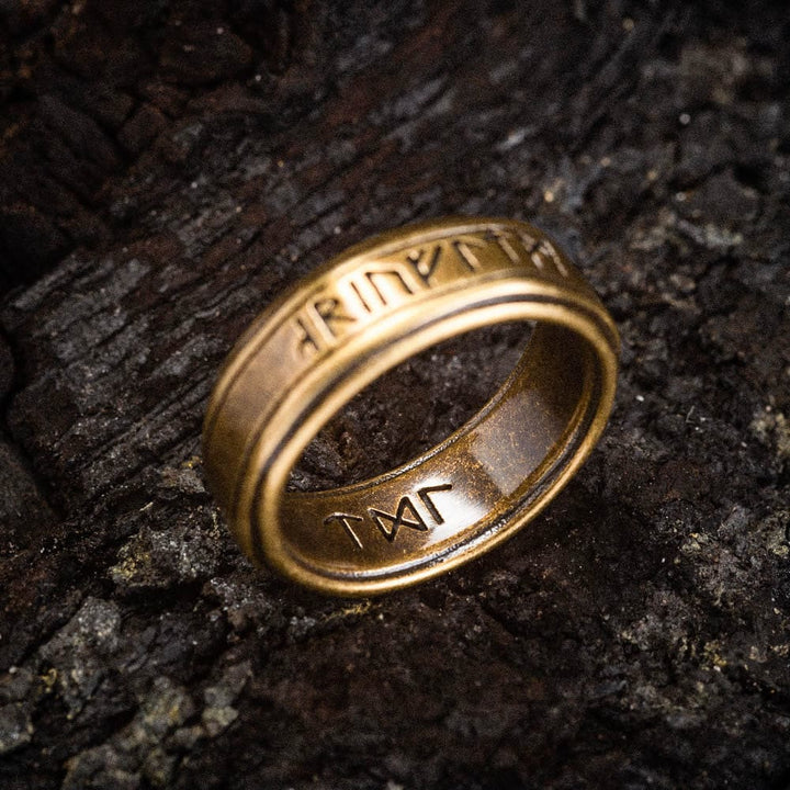 WorldNorse Retro Bronze Rune Stainless Steel Ring