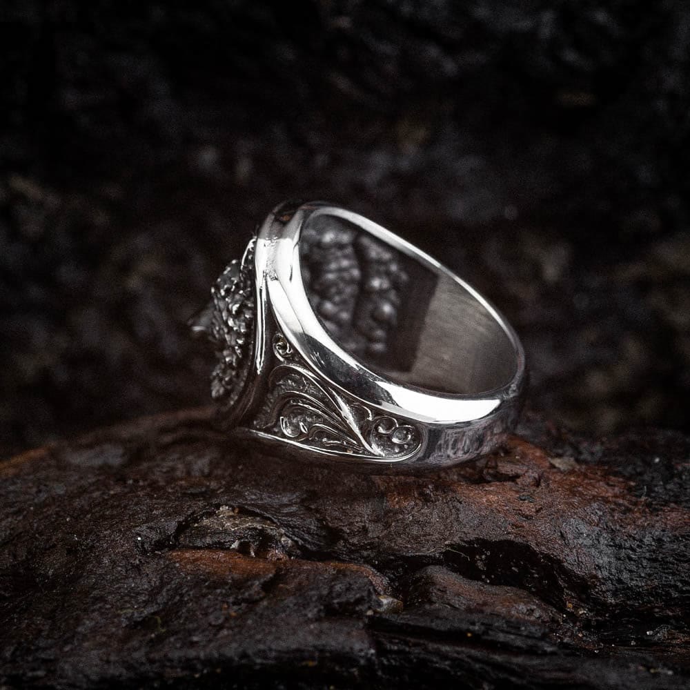 WorldNorse Viking Warrior Wolves Pattern Emboss Ring - image 1
