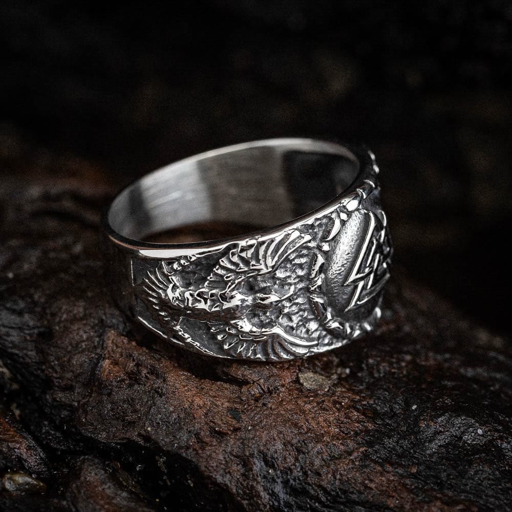 WorldNorse Men's Personality Valknut And Raven Finger Ring - image 3