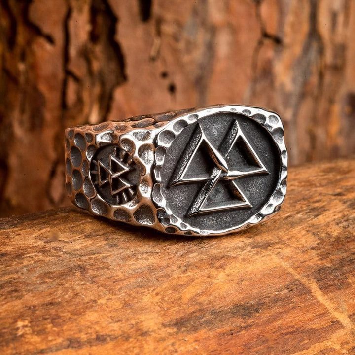 WorldNorse Vintage Valknut Stainless Steel Silver Ring