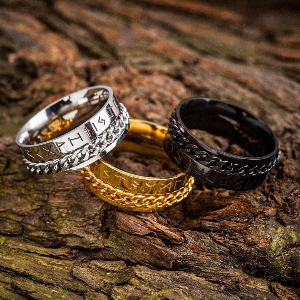 WorldNorse Viking Runes Chain Stainless Steel Spinner Ring  - image 6
