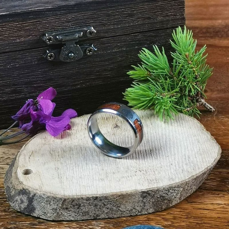 Flash Sale - WorldNorse Stainless Steel Yggdrasil And Wood Inlay Ring