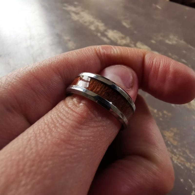 Flash Sale - WorldNorse Stainless Steel Yggdrasil And Wood Inlay Ring