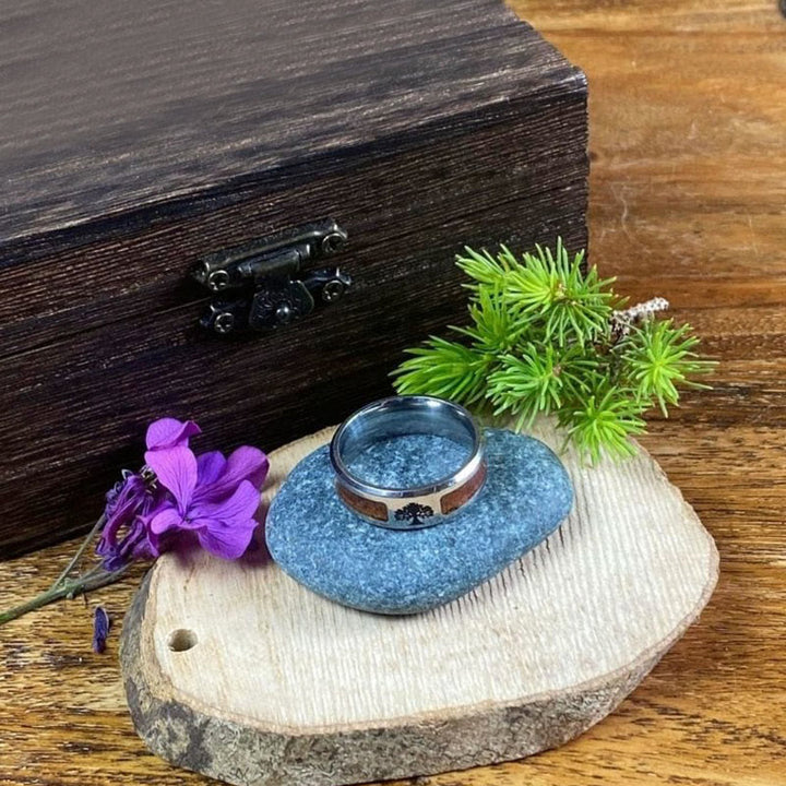 WorldNorse Stainless Steel Yggdrasil And Wood Inlay Ring - image 7