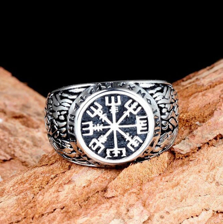 WorldNorse Odin Vegvisir And Rune Pattern Ring