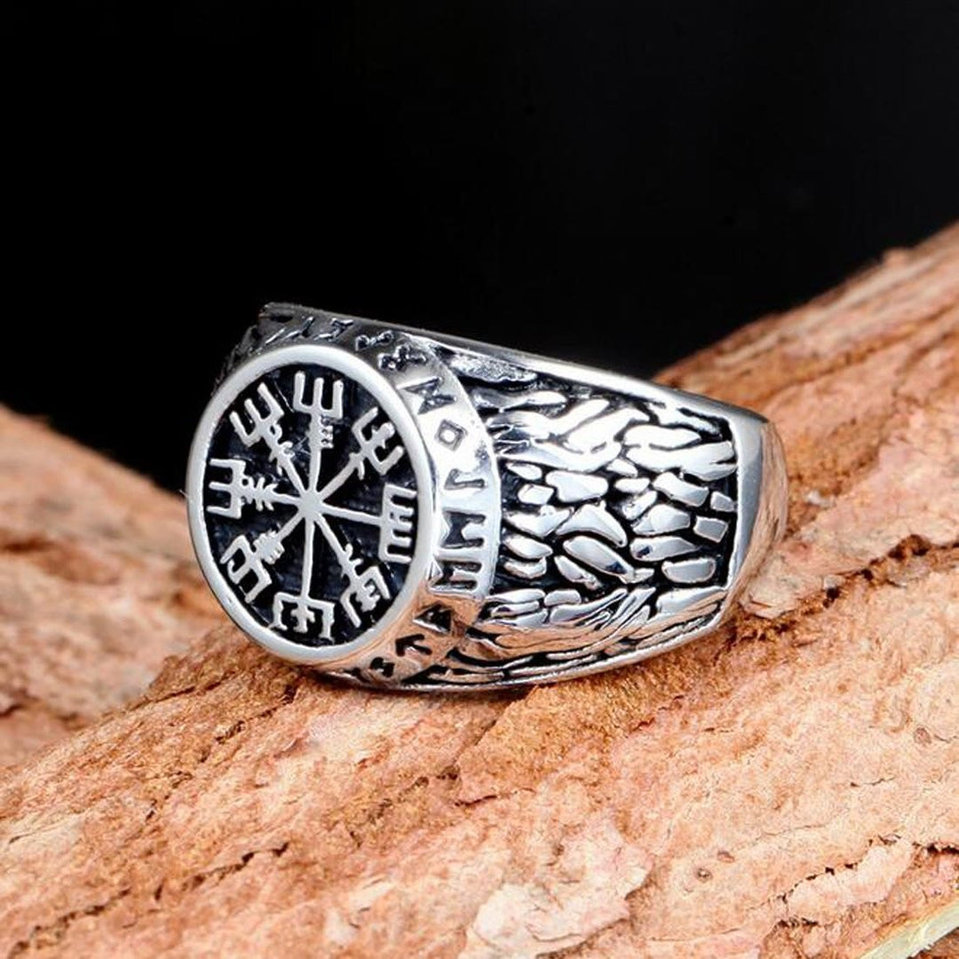 WorldNorse Odin Vegvisir And Rune Pattern Ring