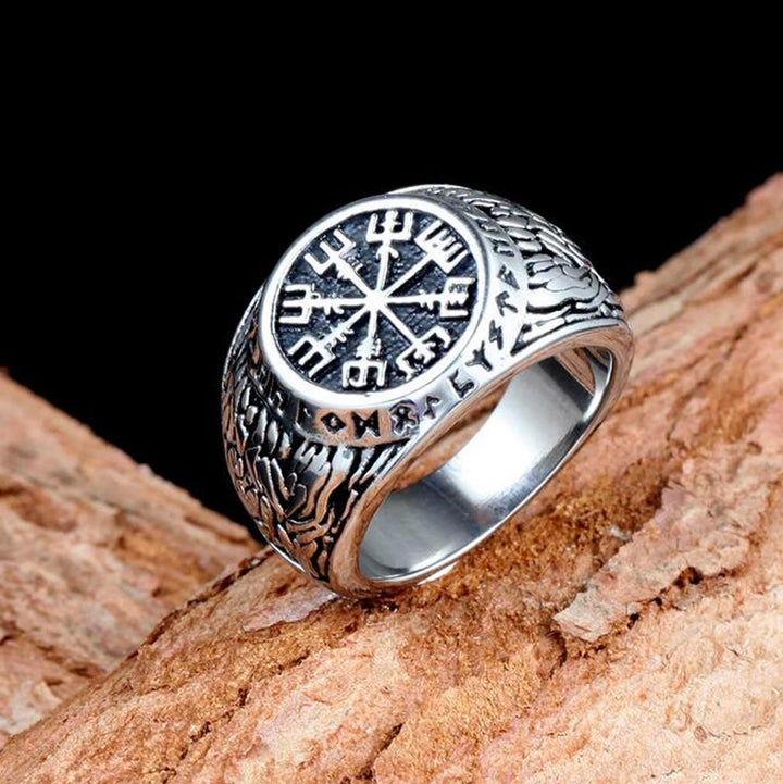 WorldNorse Odin Vegvisir And Rune Pattern Ring