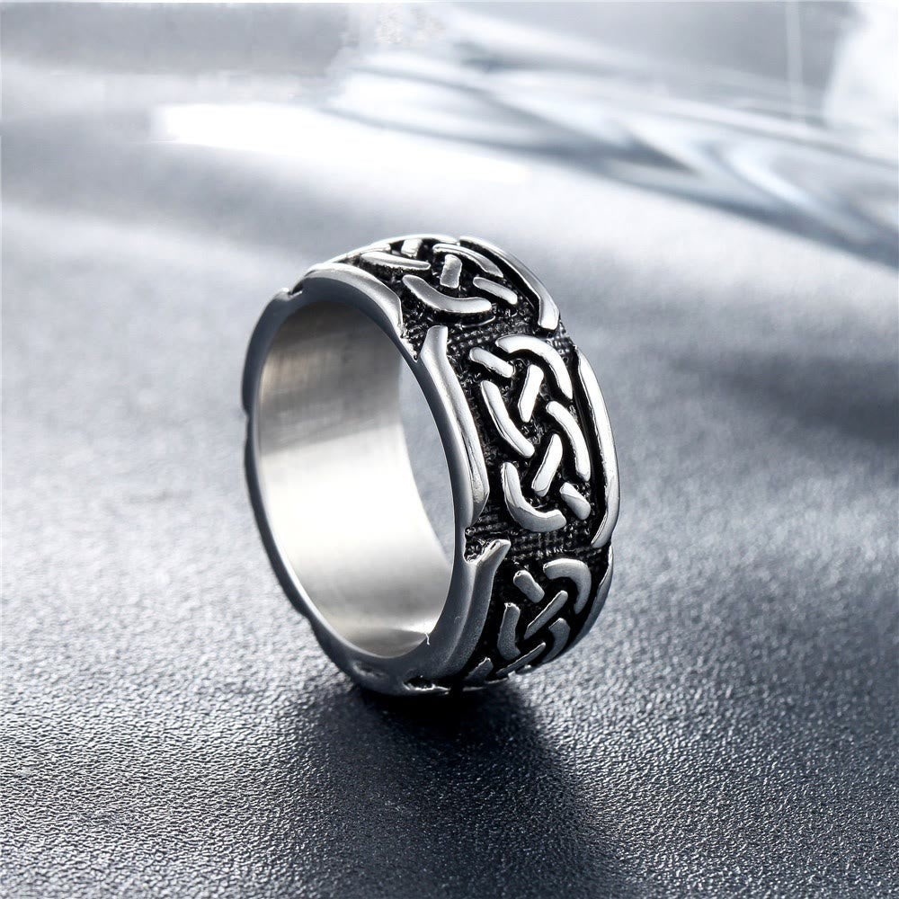 WorldNorse Retro Celtic Knot Stainless Steel Viking Ring