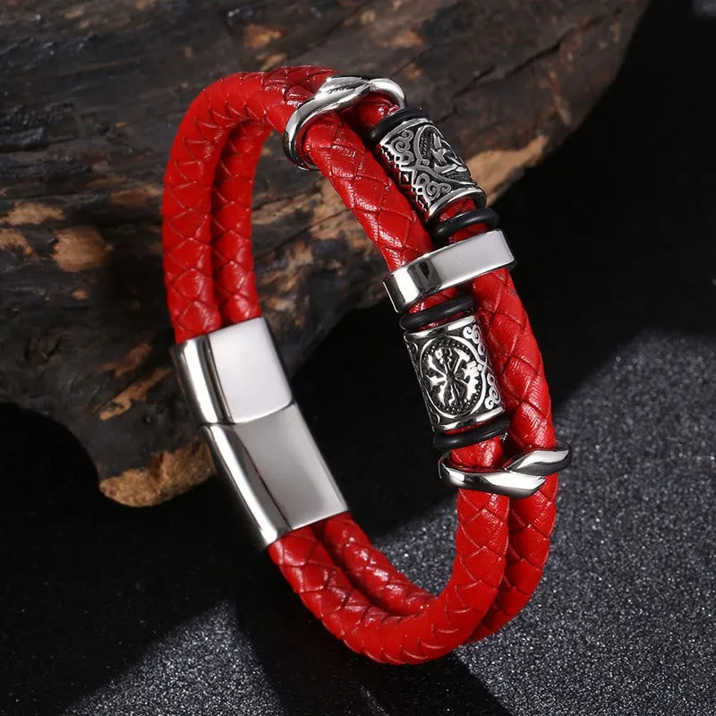 WorldNorse Celtic Knot And Viking Compass Stainless Steel Bracelet - Red - 22.5cm - image 12