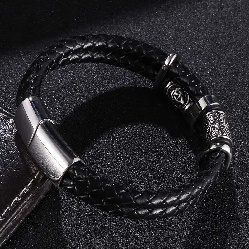 WorldNorse Celtic Knot And Viking Compass Stainless Steel Bracelet