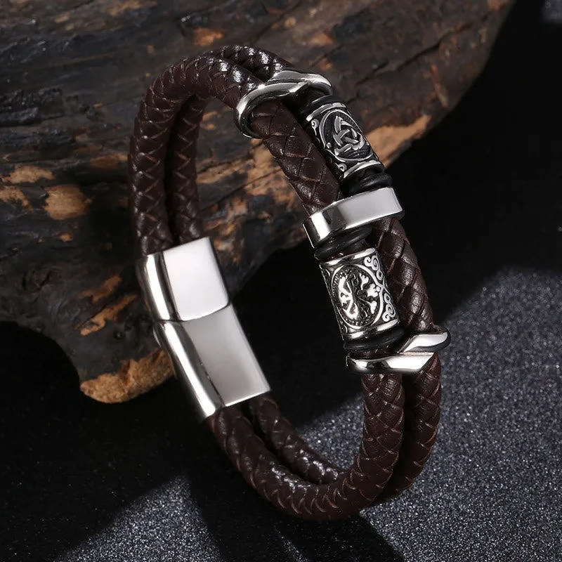 WorldNorse Celtic Knot And Viking Compass Stainless Steel Bracelet - Brown - 22.5cm - image 10