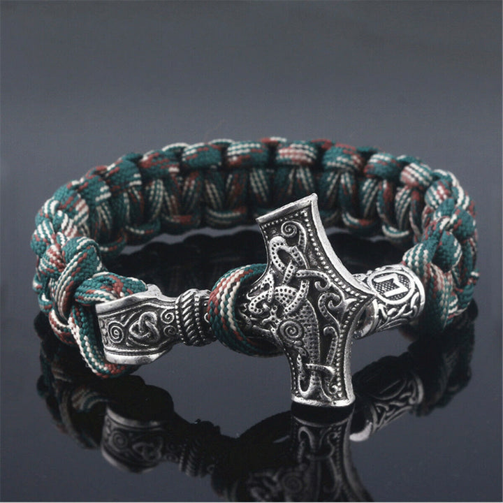 WorldNorse Thor's Hammer Braided Rope Viking Mjolnir Bracelet