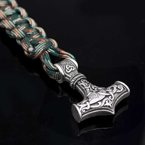 WorldNorse Thor's Hammer Braided Rope Viking Mjolnir Bracelet