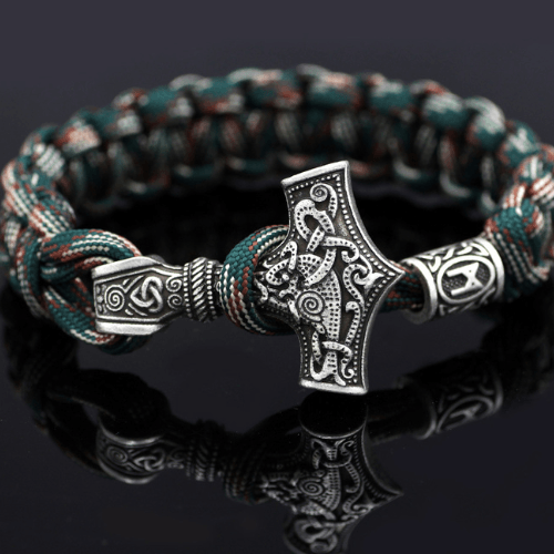 WorldNorse Thor's Hammer Braided Rope Viking Mjolnir Bracelet