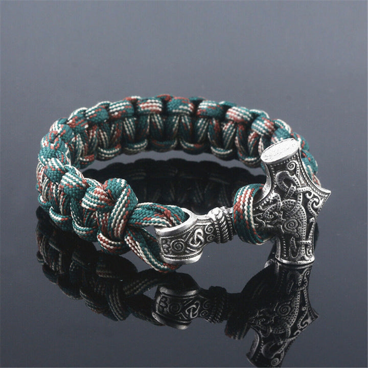 WorldNorse Thor's Hammer Braided Rope Viking Mjolnir Bracelet