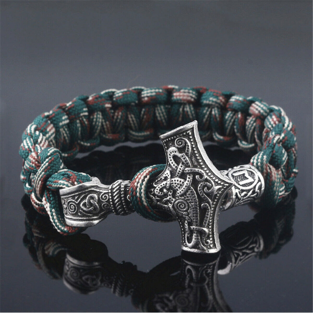 WorldNorse Thor's Hammer Braided Rope Viking Mjolnir Bracelet - Style# M - image 0