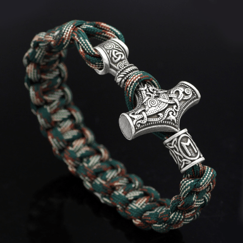 WorldNorse Thor's Hammer Braided Rope Viking Mjolnir Bracelet