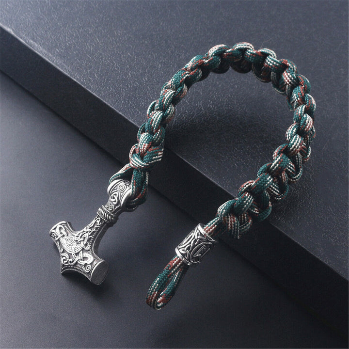 WorldNorse Thor's Hammer Braided Rope Viking Mjolnir Bracelet