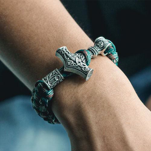 WorldNorse Thor's Hammer Braided Rope Viking Mjolnir Bracelet