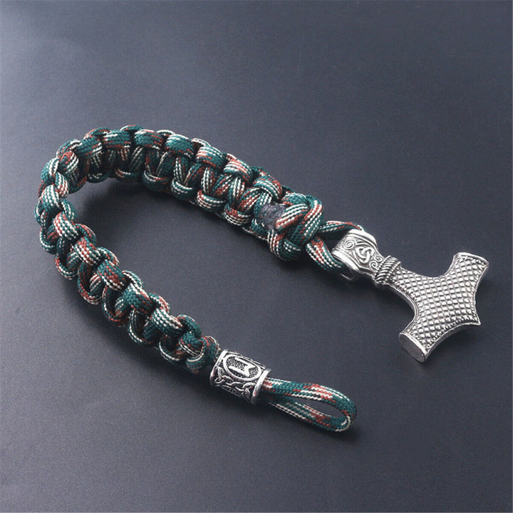 WorldNorse Thor's Hammer Braided Rope Viking Mjolnir Bracelet