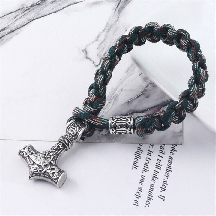 WorldNorse Thor's Hammer Braided Rope Viking Mjolnir Bracelet