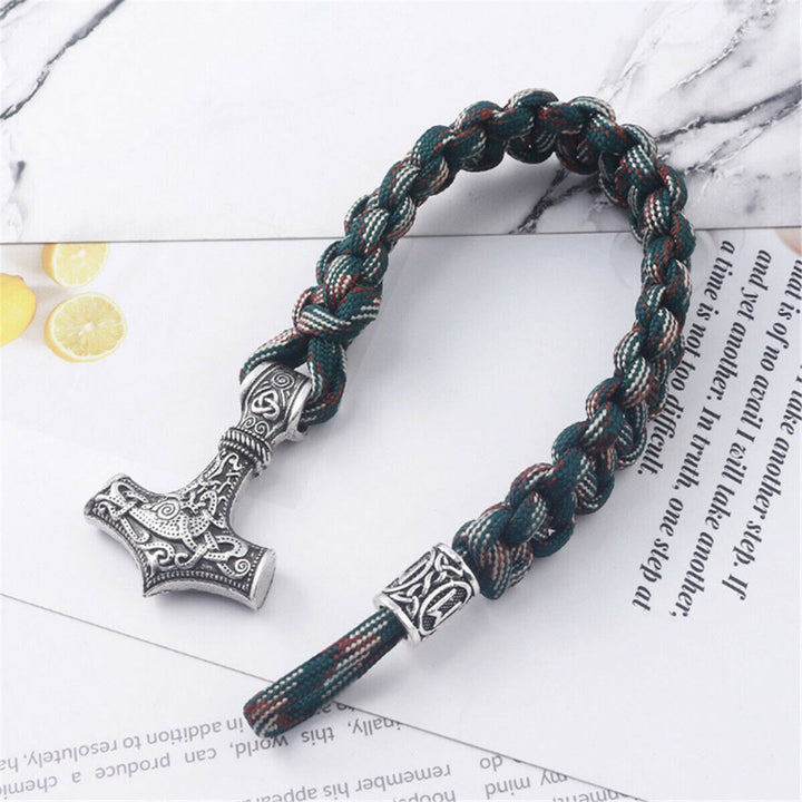 WorldNorse Thor's Hammer Braided Rope Viking Mjolnir Bracelet