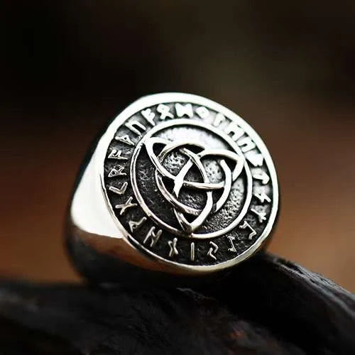 WorldNorse Simple Rune And Celtic Knot Chunky Ring