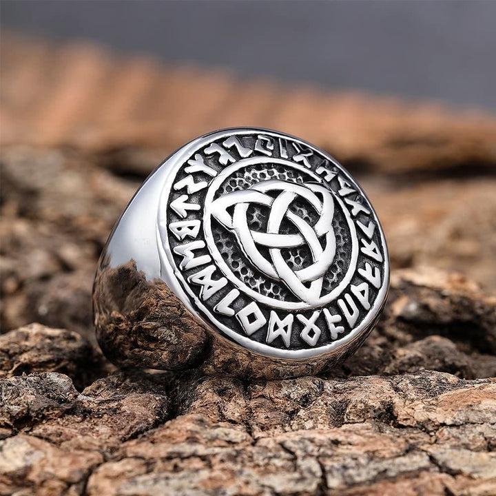 WorldNorse Simple Rune And Celtic Knot Chunky Ring