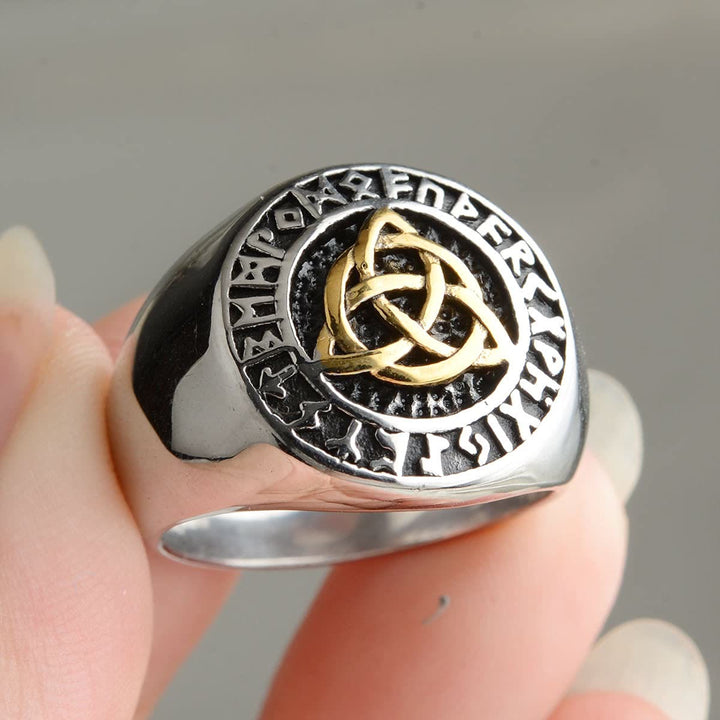 WorldNorse Simple Rune And Celtic Knot Chunky Ring