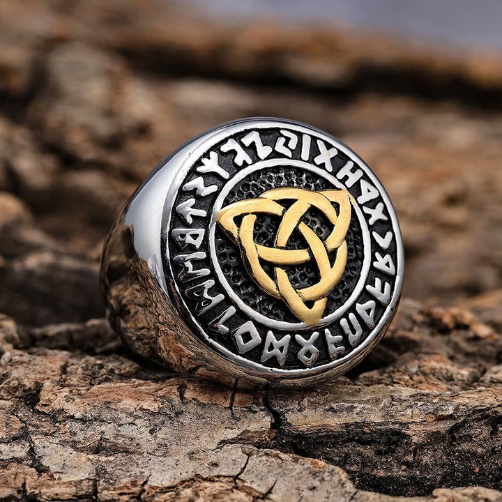 WorldNorse Simple Rune And Celtic Knot Chunky Ring