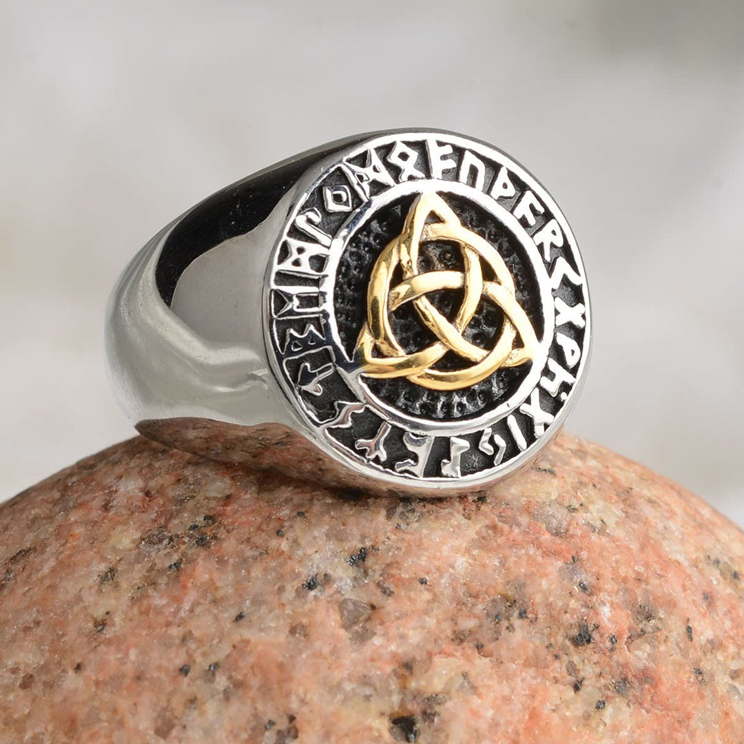 WorldNorse Simple Rune And Celtic Knot Chunky Ring