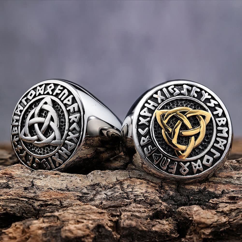 WorldNorse Simple Rune And Celtic Knot Chunky Ring